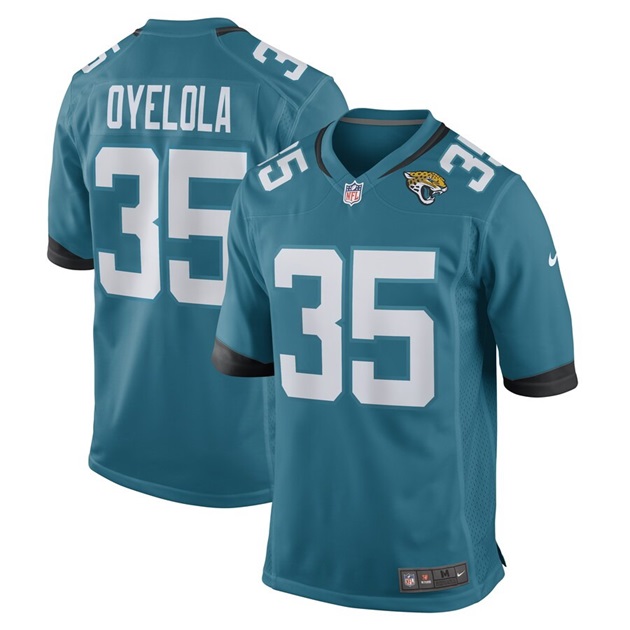 mens nike ayo oyelola teal jacksonville jaguars game player jersey